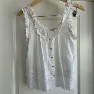 Madewell White Lace Trimmed Women's Top